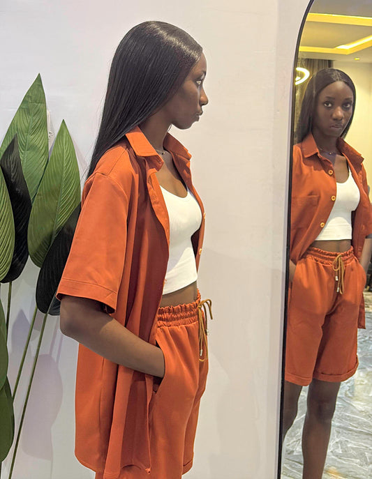 Burnt Orange Taller Short Set