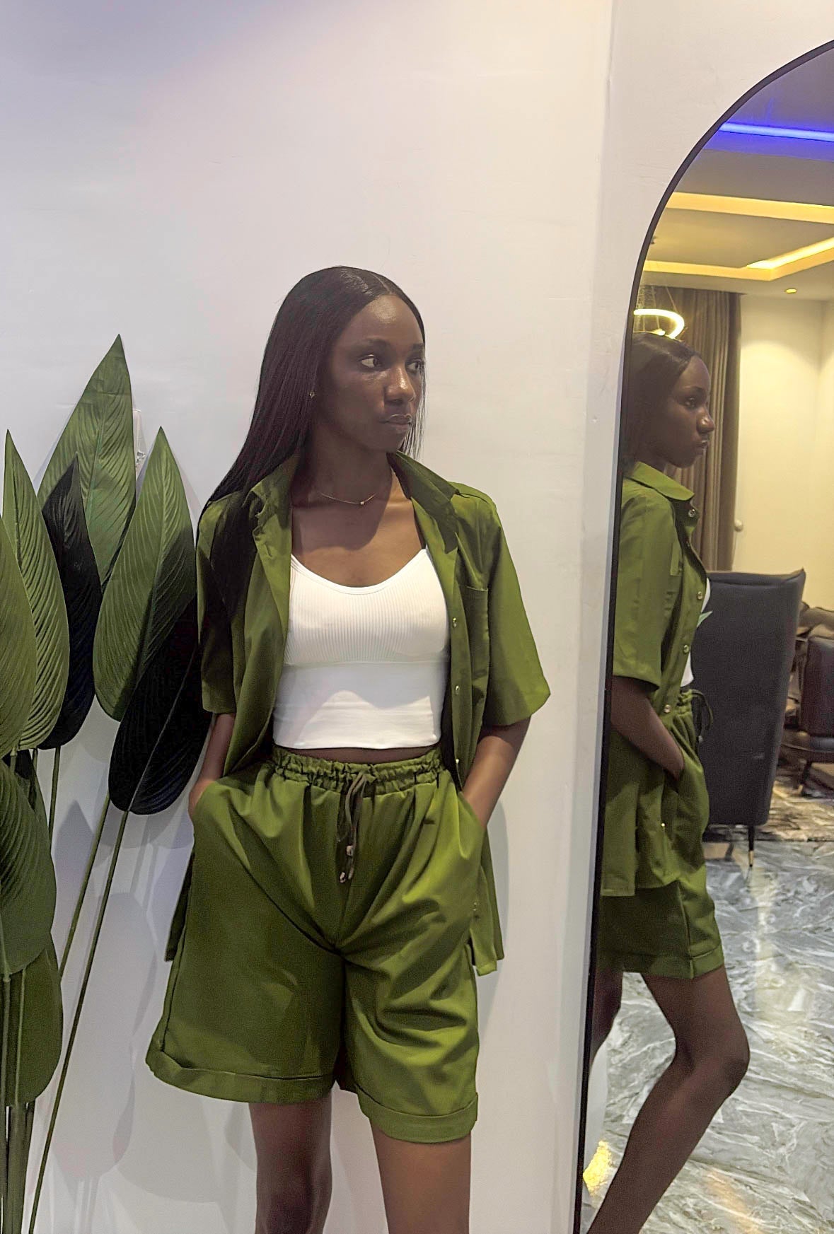 Olive Green Taller Short Set