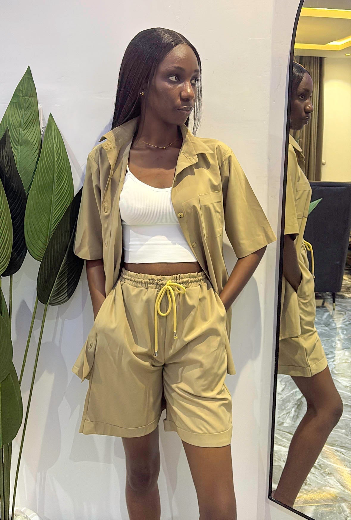 Beige Taller Short Set