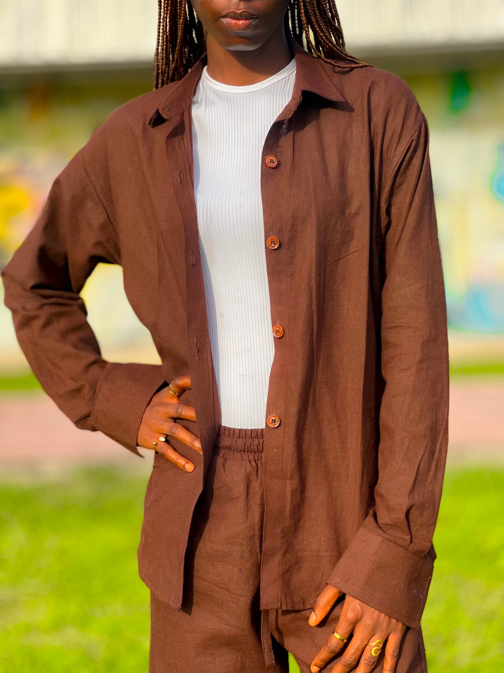 Ogologo Linen Set — Chocolate Brown