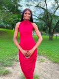 Tallie Halter Dress — Maroon