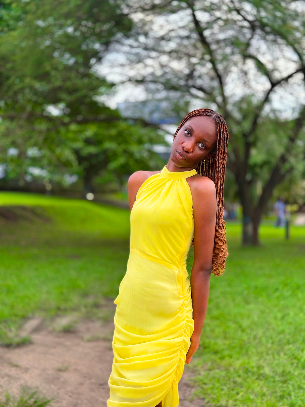 Tallie Halter Dress — Butter Yellow