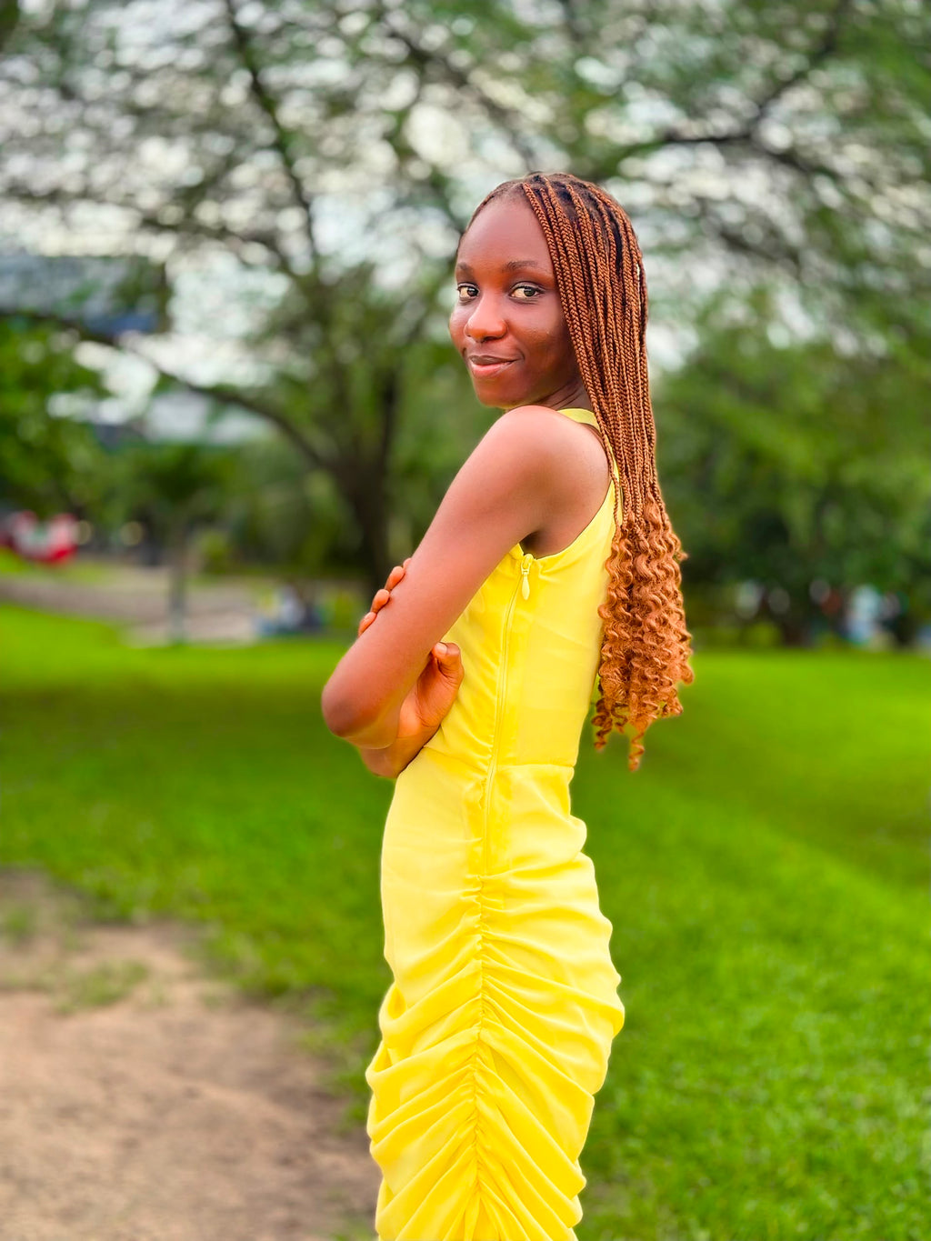 Tallie Halter Dress — Butter Yellow