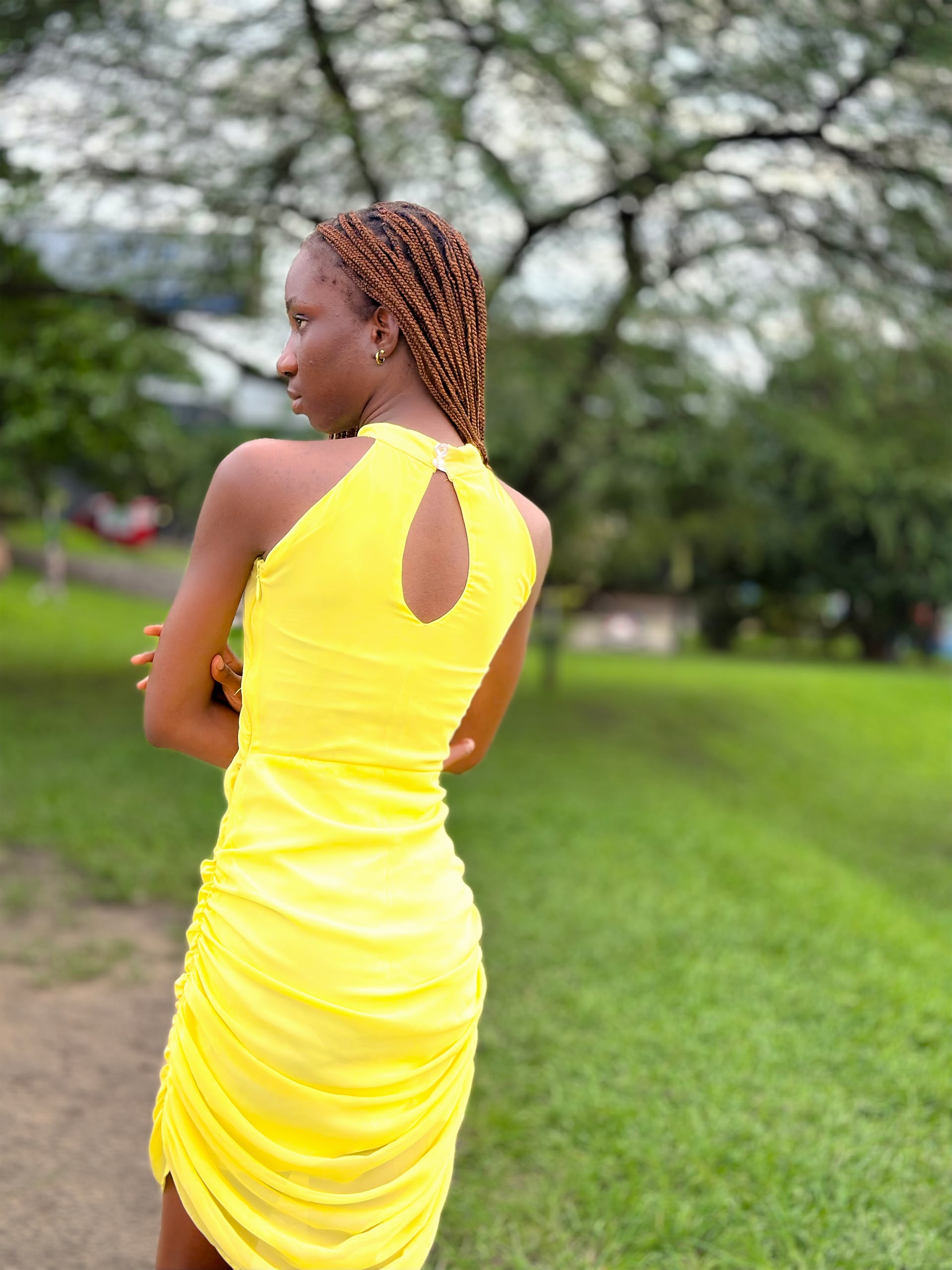 Tallie Halter Dress — Butter Yellow