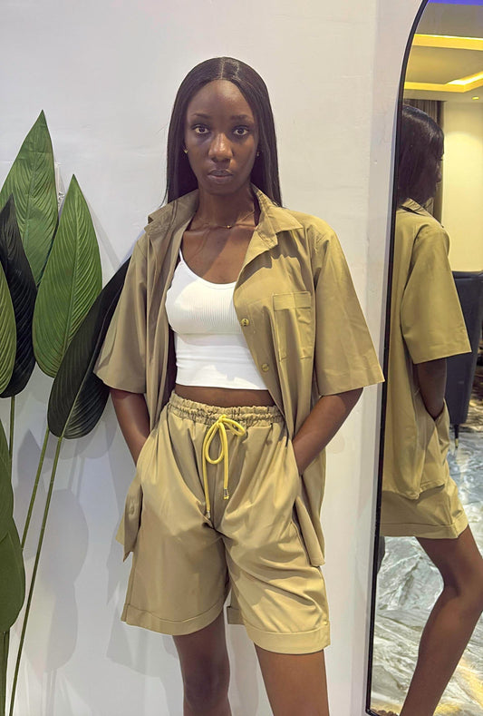 Beige Taller Short Set