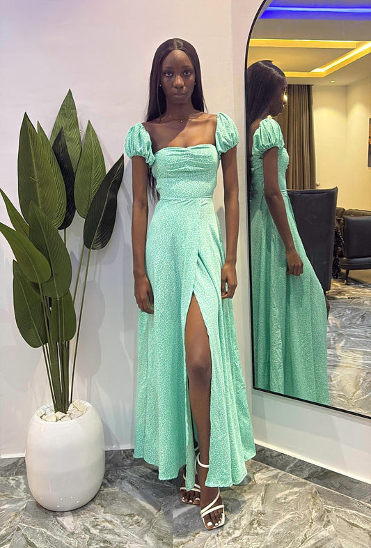 Sea-green Agbani Maxi Dress