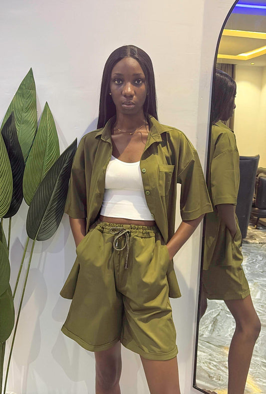 Army Green Taller Short Set