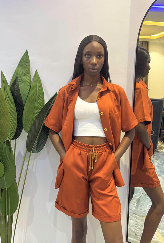 Burnt Orange Taller Short Set