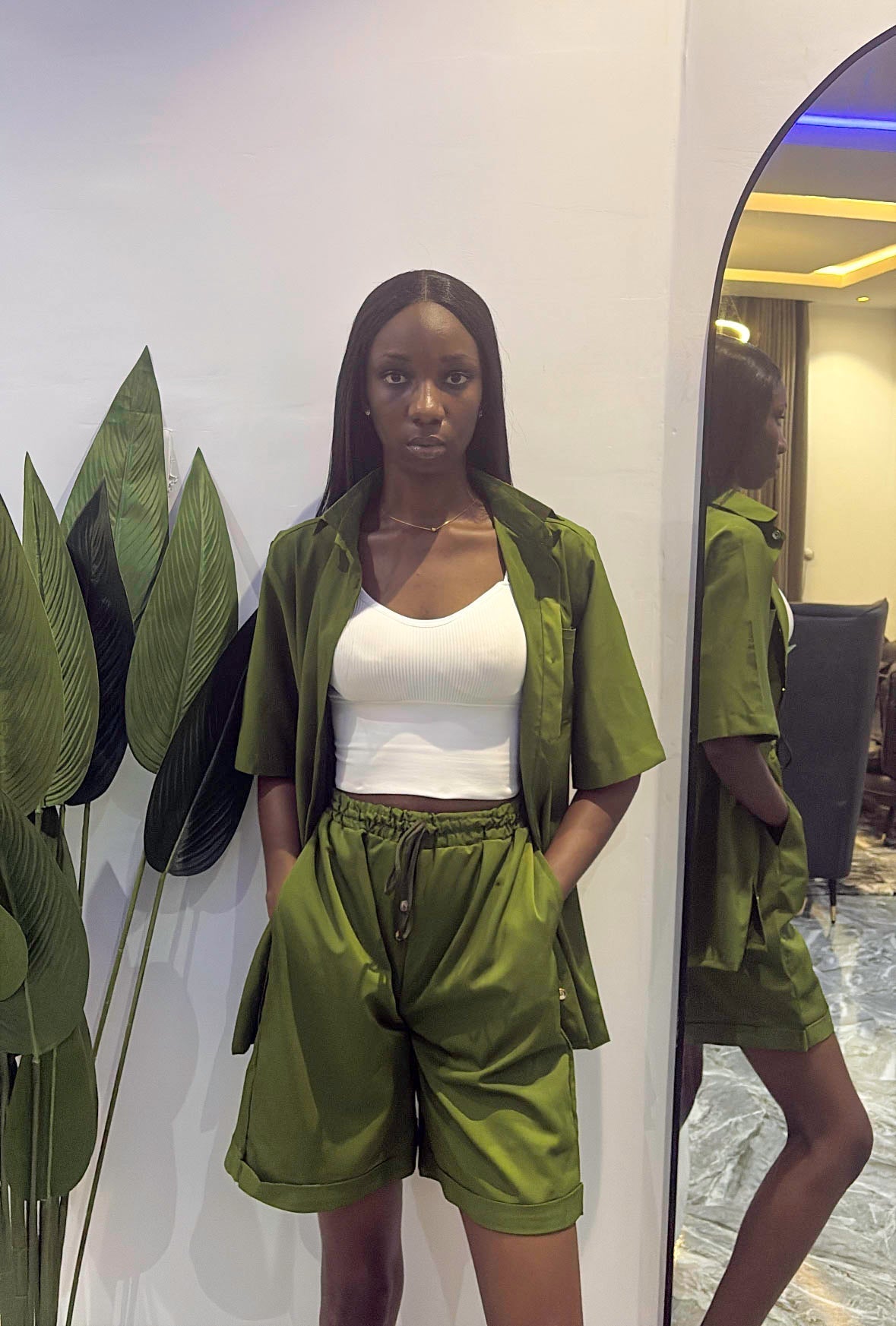 Olive Green Taller Short Set