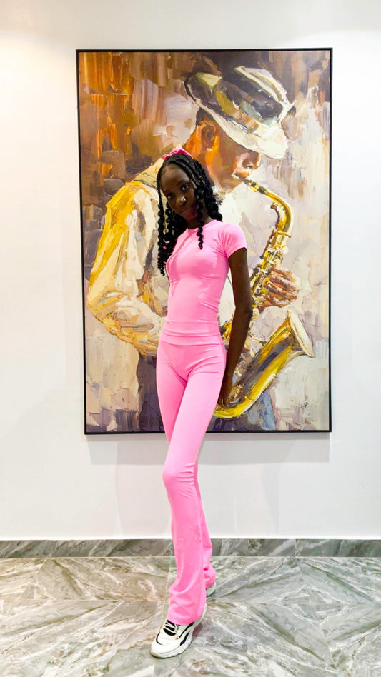 Tally Pink Flare Leggings Set